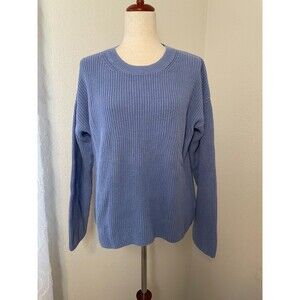 GAP Women’s Sweater Size L Light Blue 100% Cotton Knit Crewneck Long Sleeve